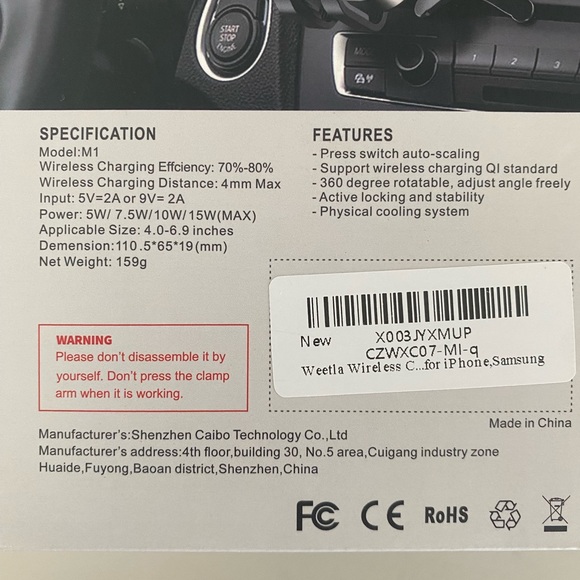 Weetla Fast Wireless Charger And Car Phone Holder Fits Most Phones - Picture 3 of 5